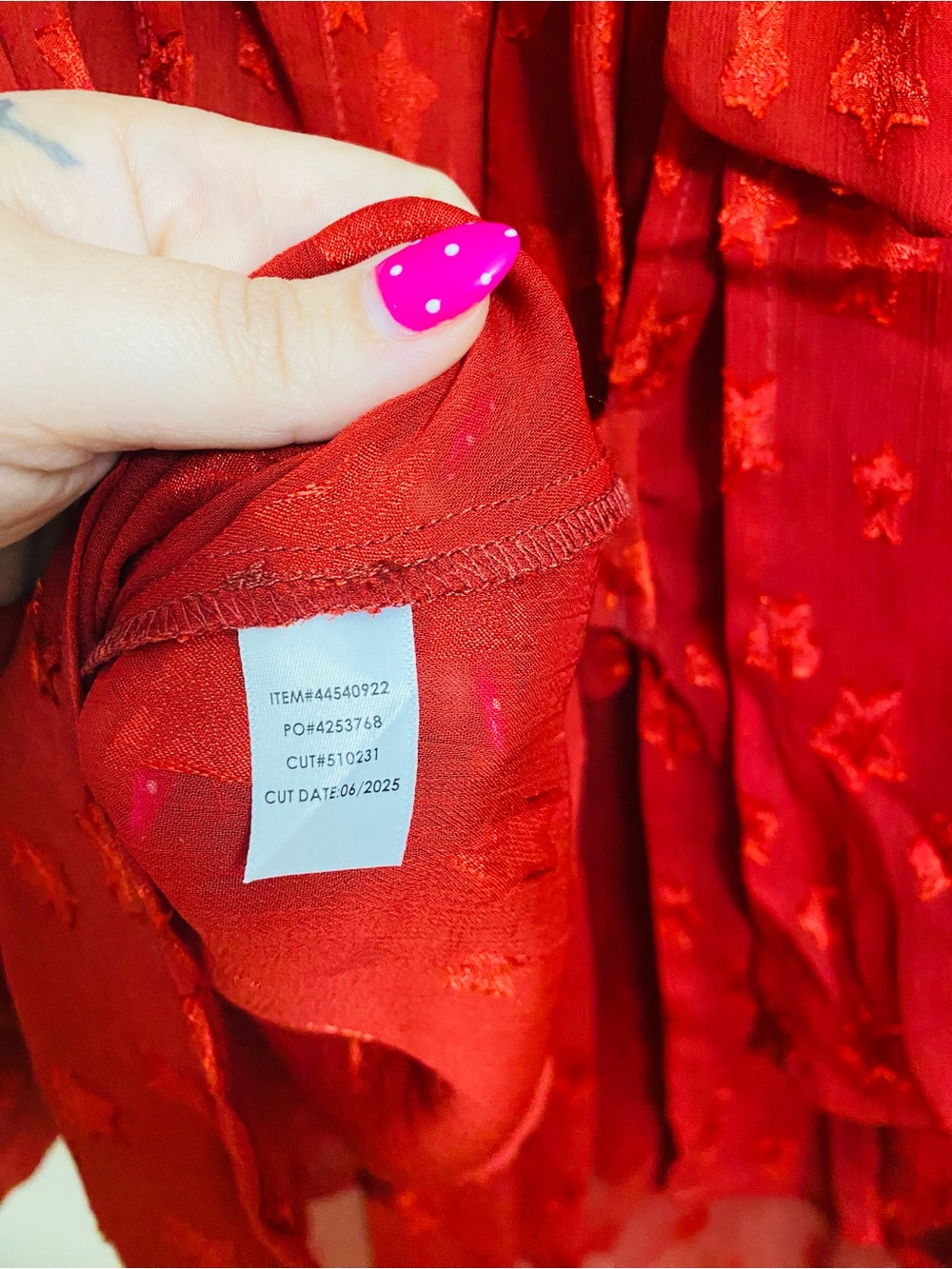 Torrid NWT Festi Red Star Print Tie Back Long Sleeve Flowy Blouse Size 3X - Picture 8 of 10